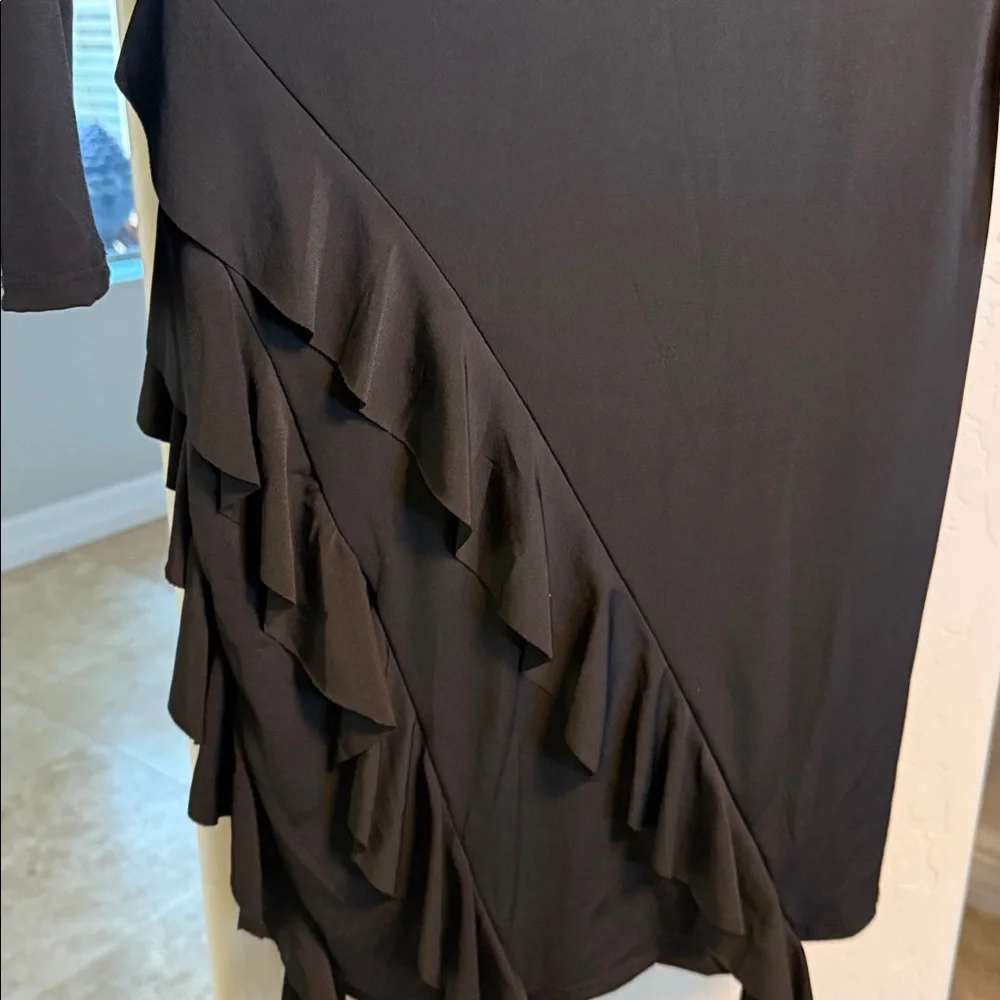 Aqua Black Long Sleeve Ruffle Midi Dress NWT SIZE SMALL - Picture 6 of 7